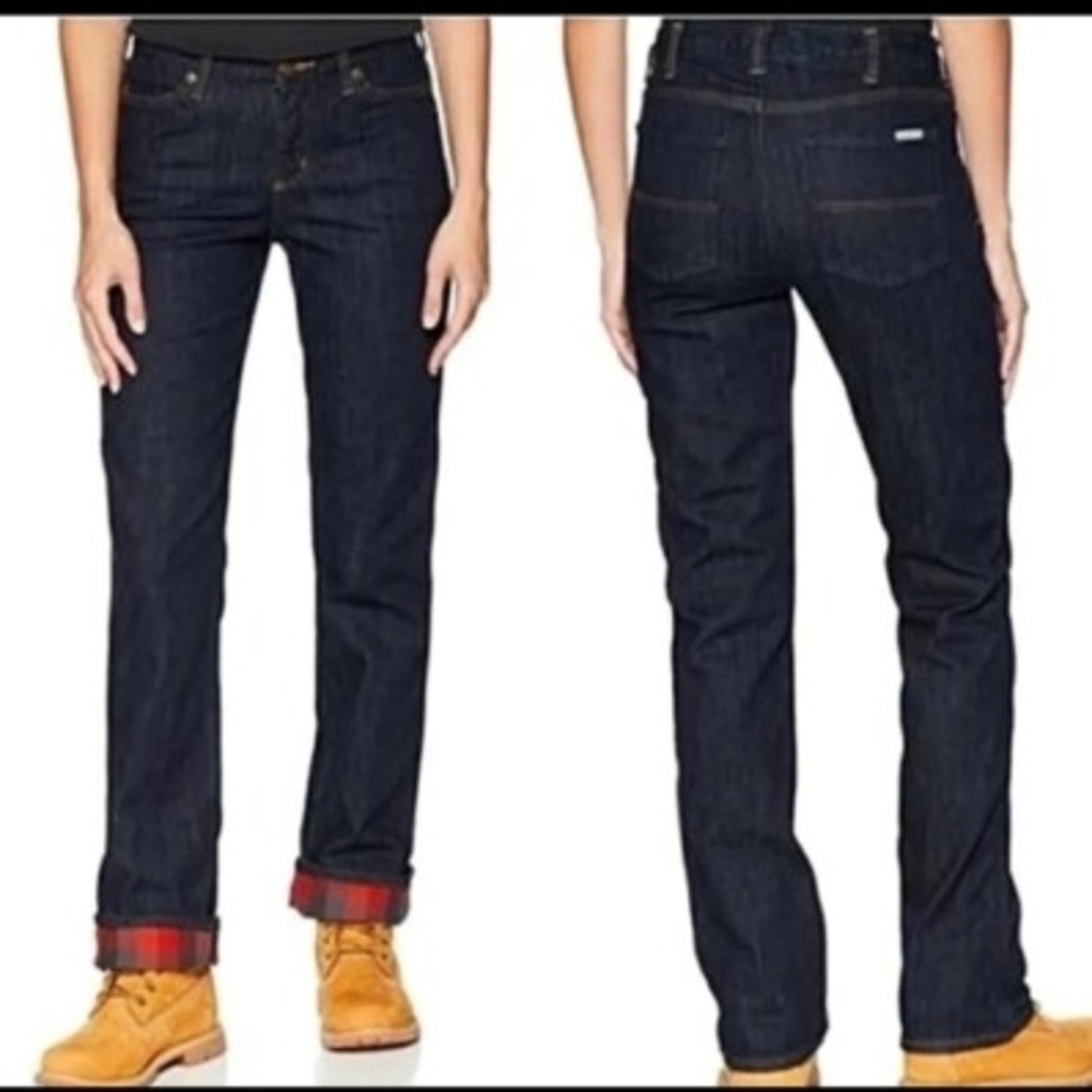Carhartt Flannel Lined Straight Leg Jeans Women’s B/Regular Dark Wash Workwear
